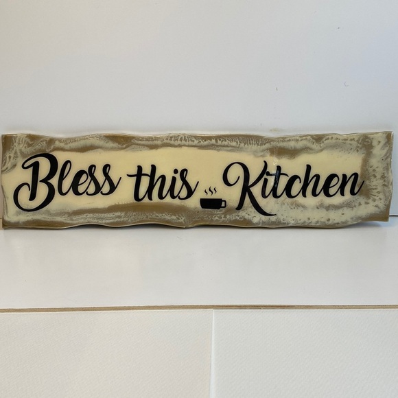 Resin “Bless this kitchen” sign for kitchen decoration. - Picture 1 of 7